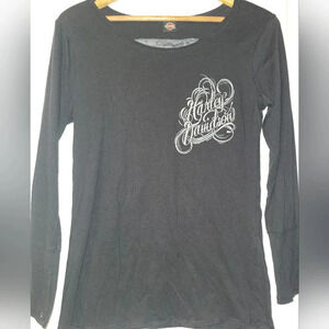 Harley-Davidson Black Gray Lace Wings Silver Glitter Size Medium‎ Cherokee NC